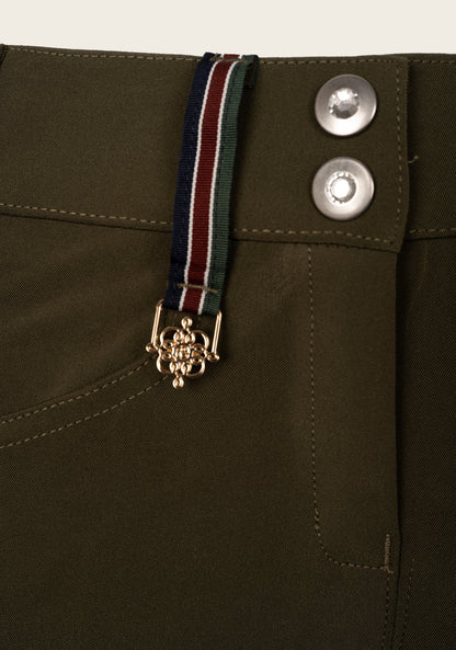Coquet High Waist Coolmax Olive Knee Patch Breeches