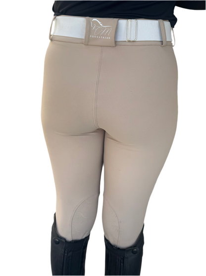 Cm Tan Knee Equestrian Button Breeches with CM logo