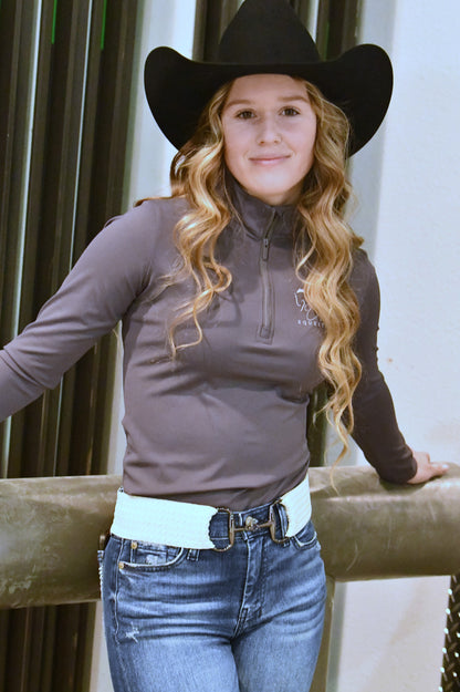 Cream texture with sparkle 2” equestrian black gun metal Snaffel bit belt buckle and