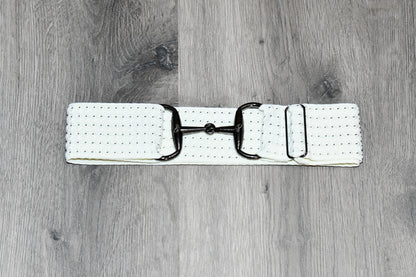 Light Grey Equestrian two tone long sleeve show shirt with logo on sleeve