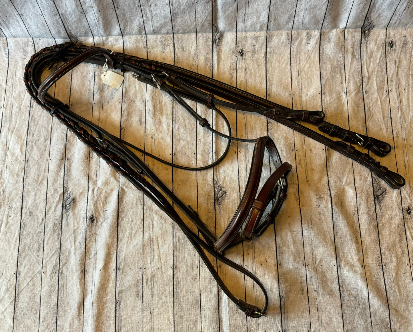 Bobby’s Tack Bridle Signature Series Horse size Raised Stitched Snaffle w/Flash