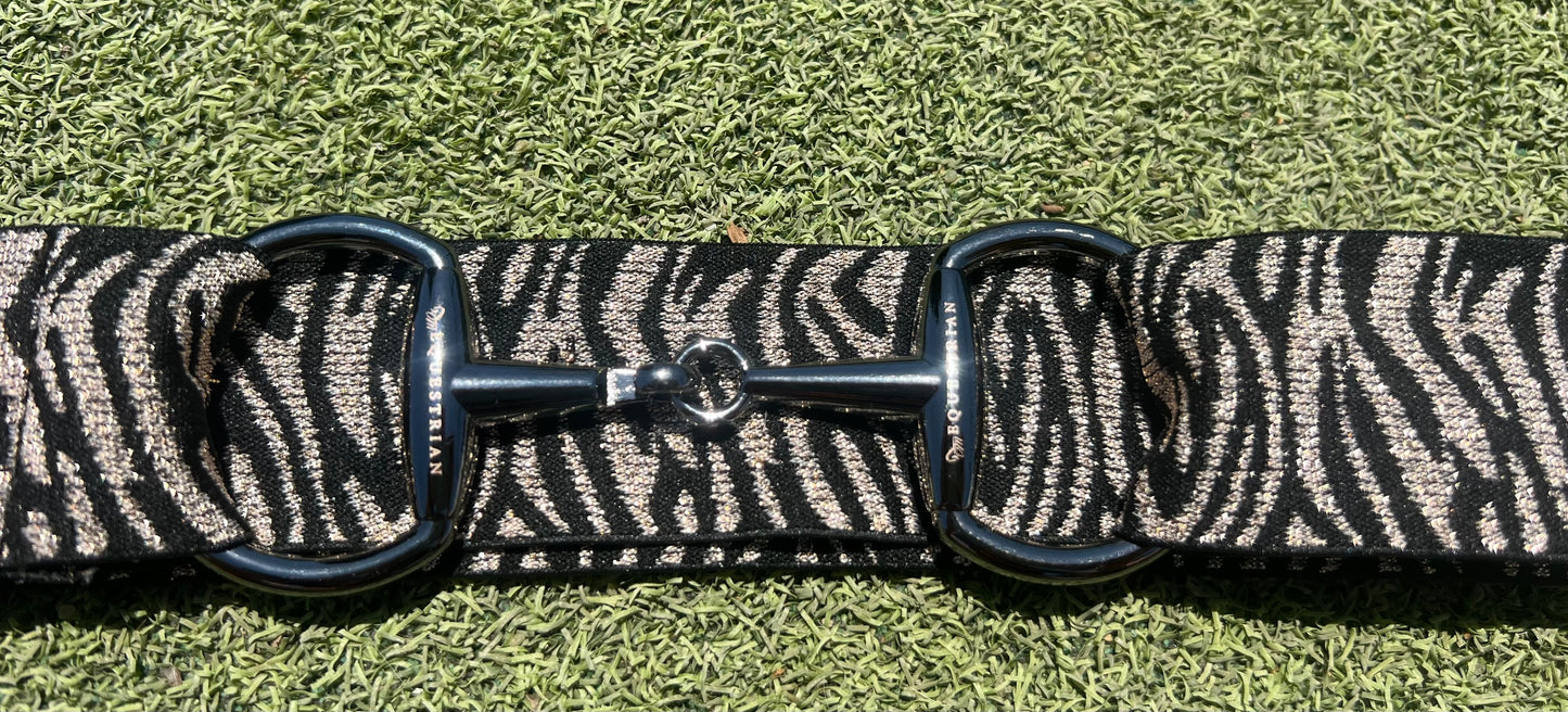 Black and tiger stripe black snaffle belt buckle with adjustable