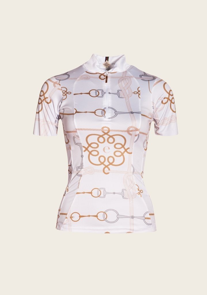 Espoir Cable White Quarter Zip Show Sun Shirt long Sleeve