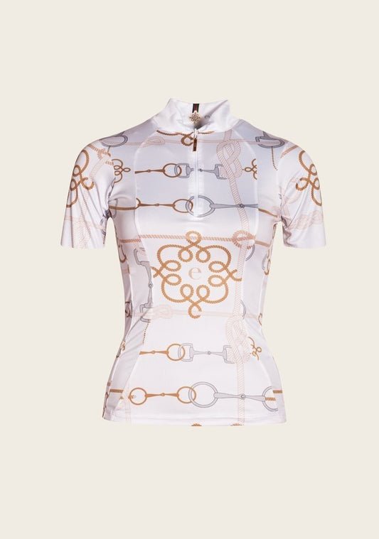 Espoir Cable White Quarter Zip Show Sun Shirt long Sleeve