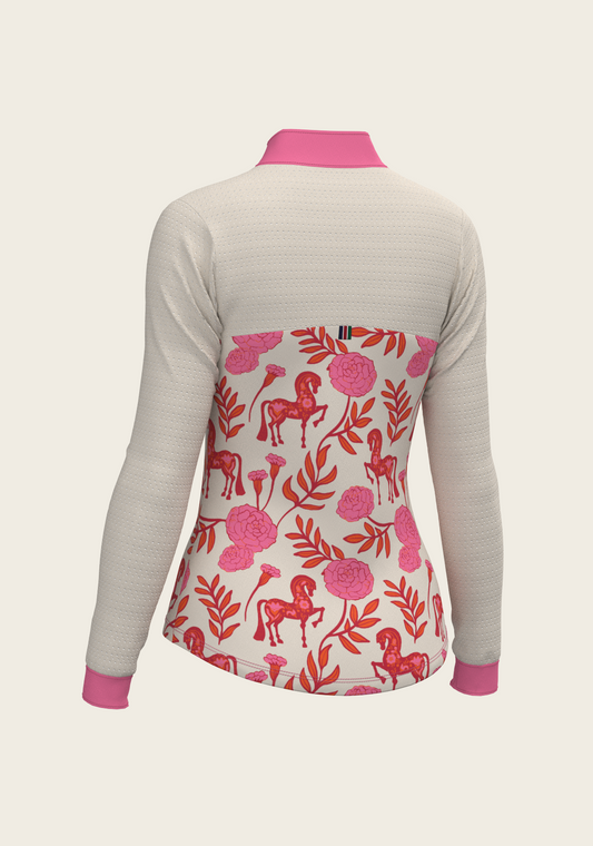 Peony in Pink Sport Mesh Quarter Zip Sun Shirt
