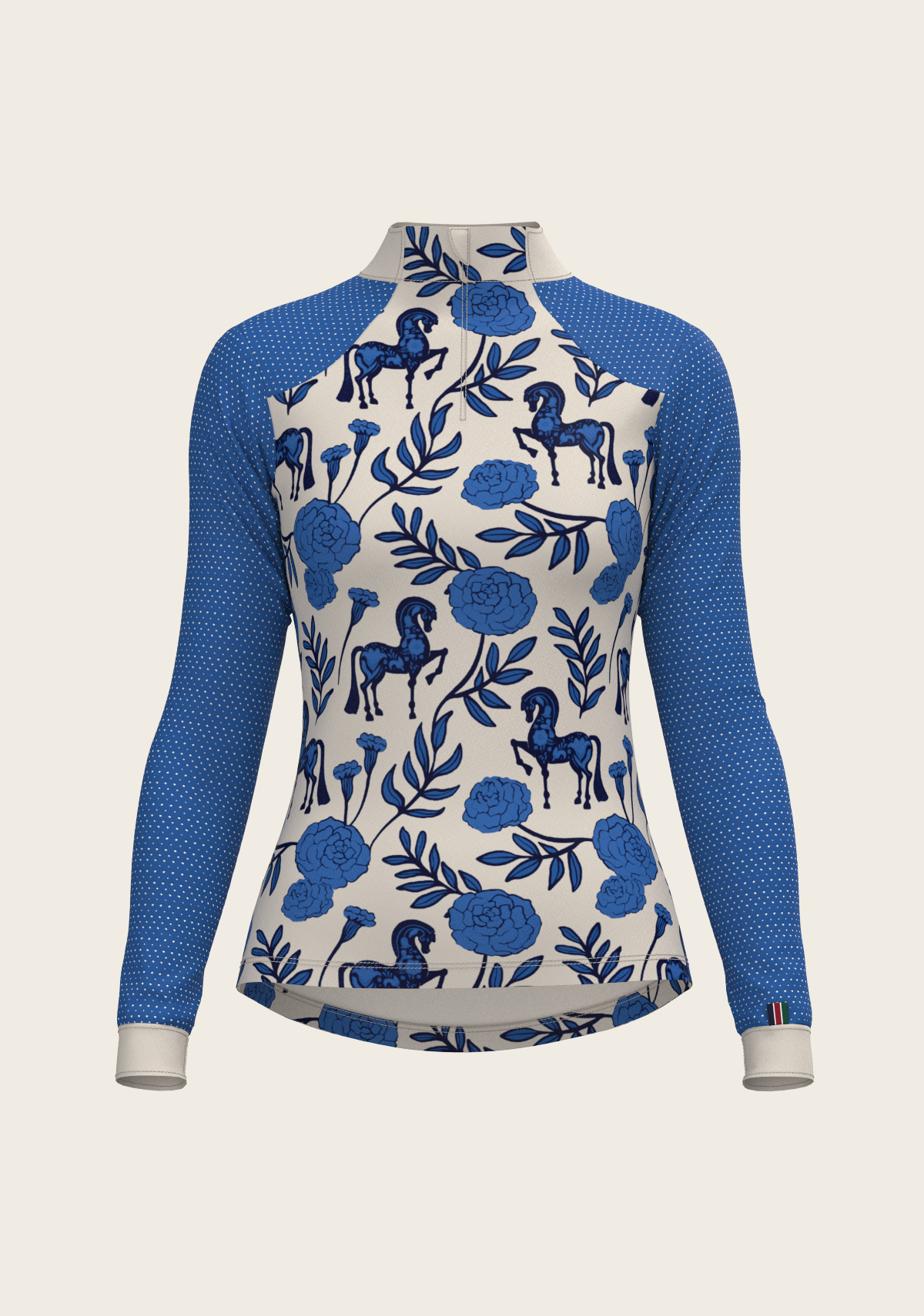 Peony in Blue Sport Mesh Quarter Zip Sun Shirt