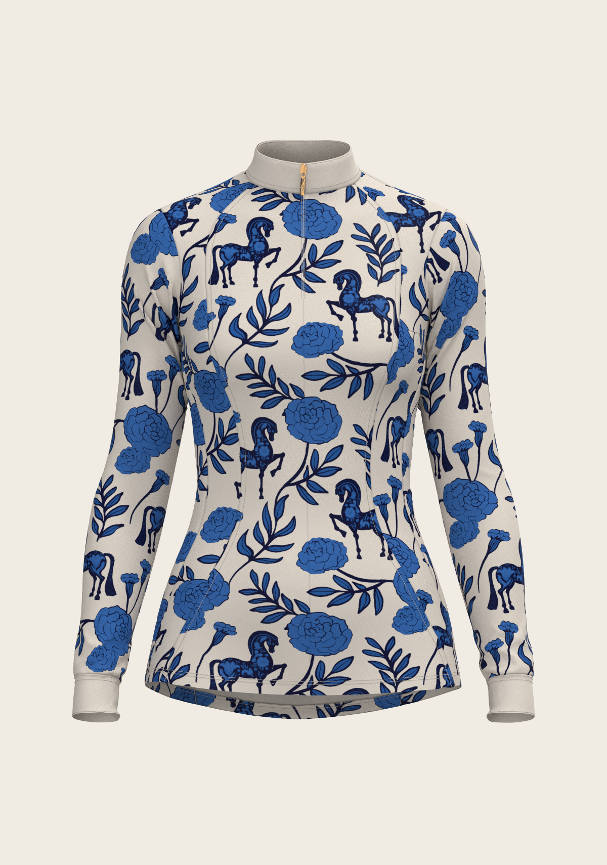 Peony in Blue Quarter Zip Sun Shirt