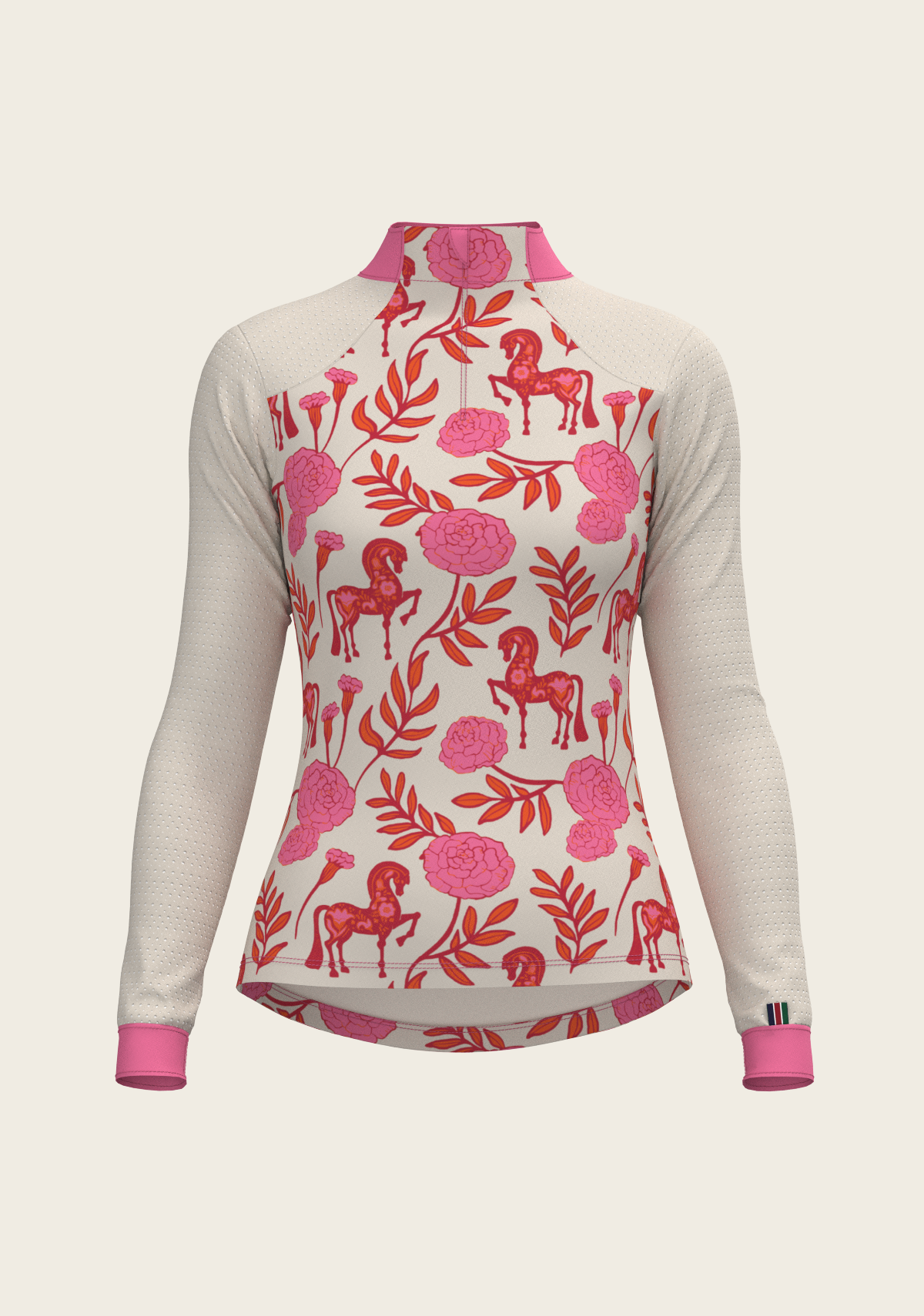 Peony in Pink Sport Mesh Quarter Zip Sun Shirt