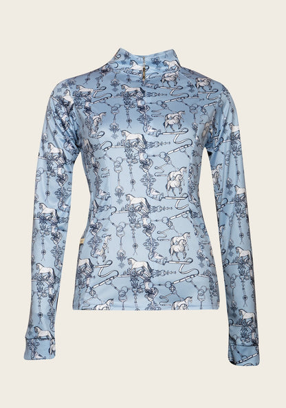 Espoir Sky Blue Carnival Quarter Zip Sun Shirt