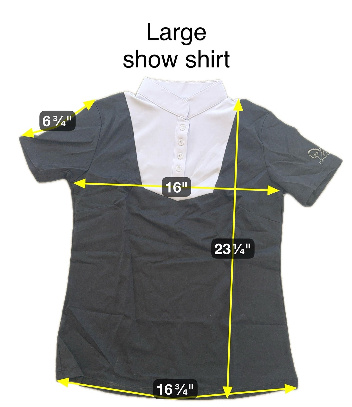 Black white Equestrian two tone short sleeve hunter show shirt