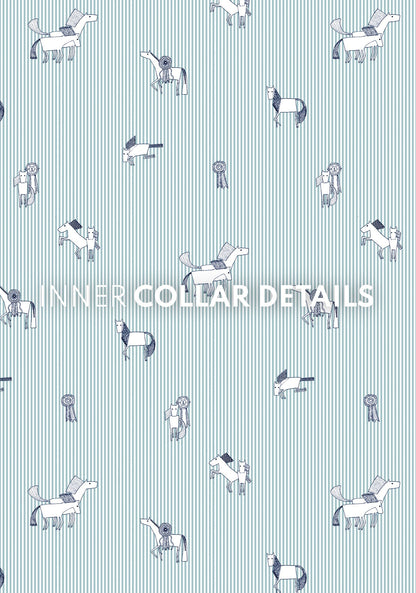  Stripes in Sky Blue Short Pleated Short Sleeve Show Shirt