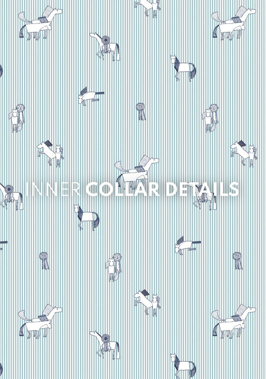  Stripes in Sky Blue Short Pleated Short Sleeve Show Shirt