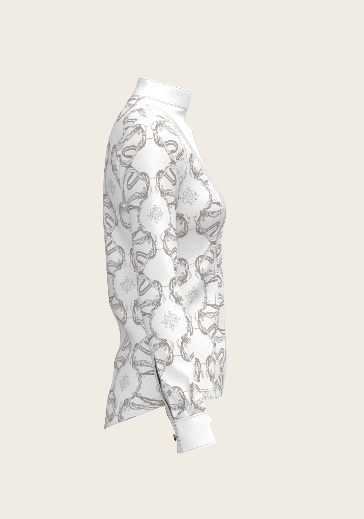 Short Pleated Roped Bridles on White Long Sleeve Show Shirt