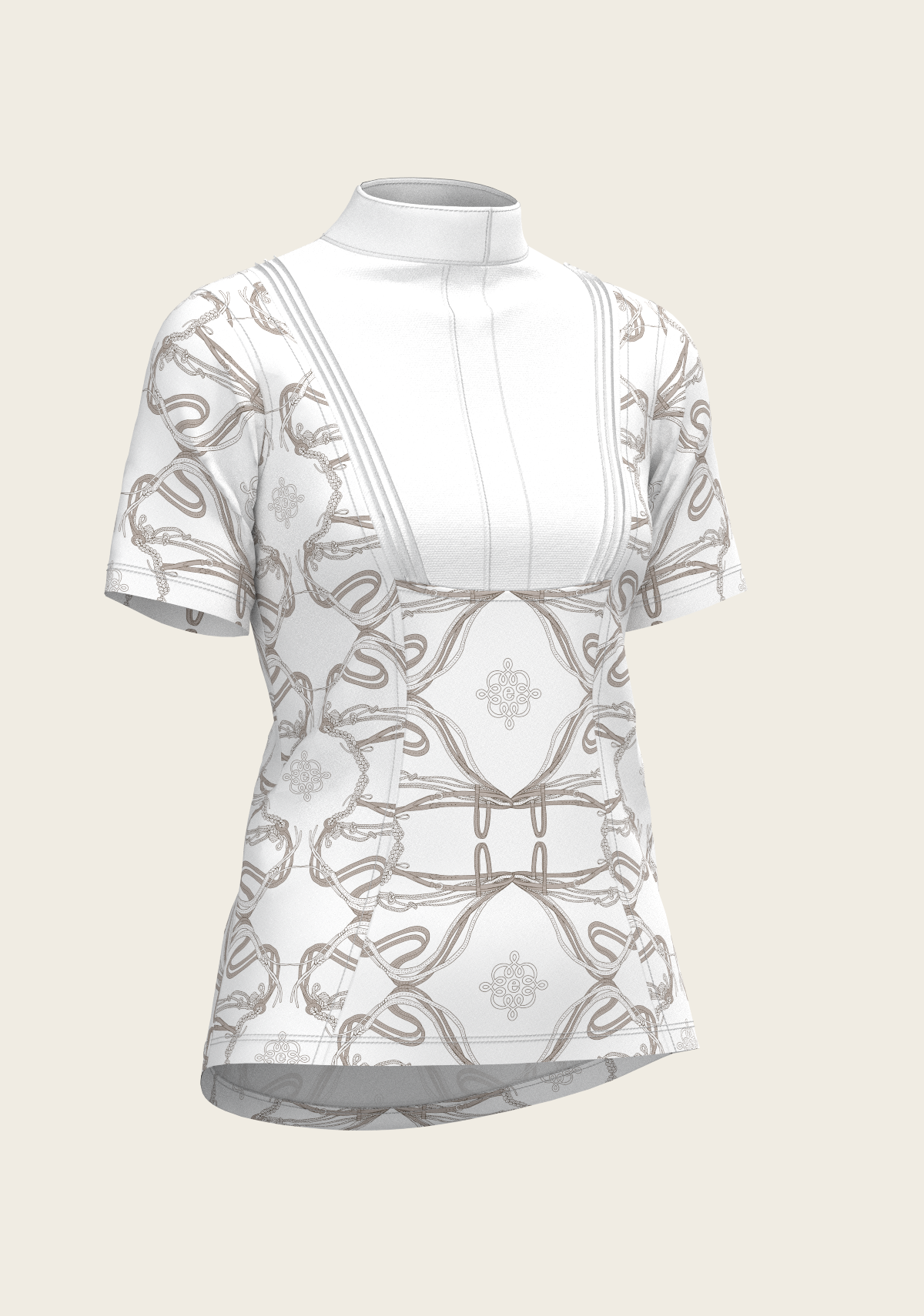 Short Pleated Roped Bridles on White Short Sleeve Show Shirt