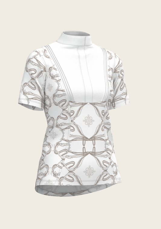 Short Pleated Roped Bridles on White Short Sleeve Show Shirt