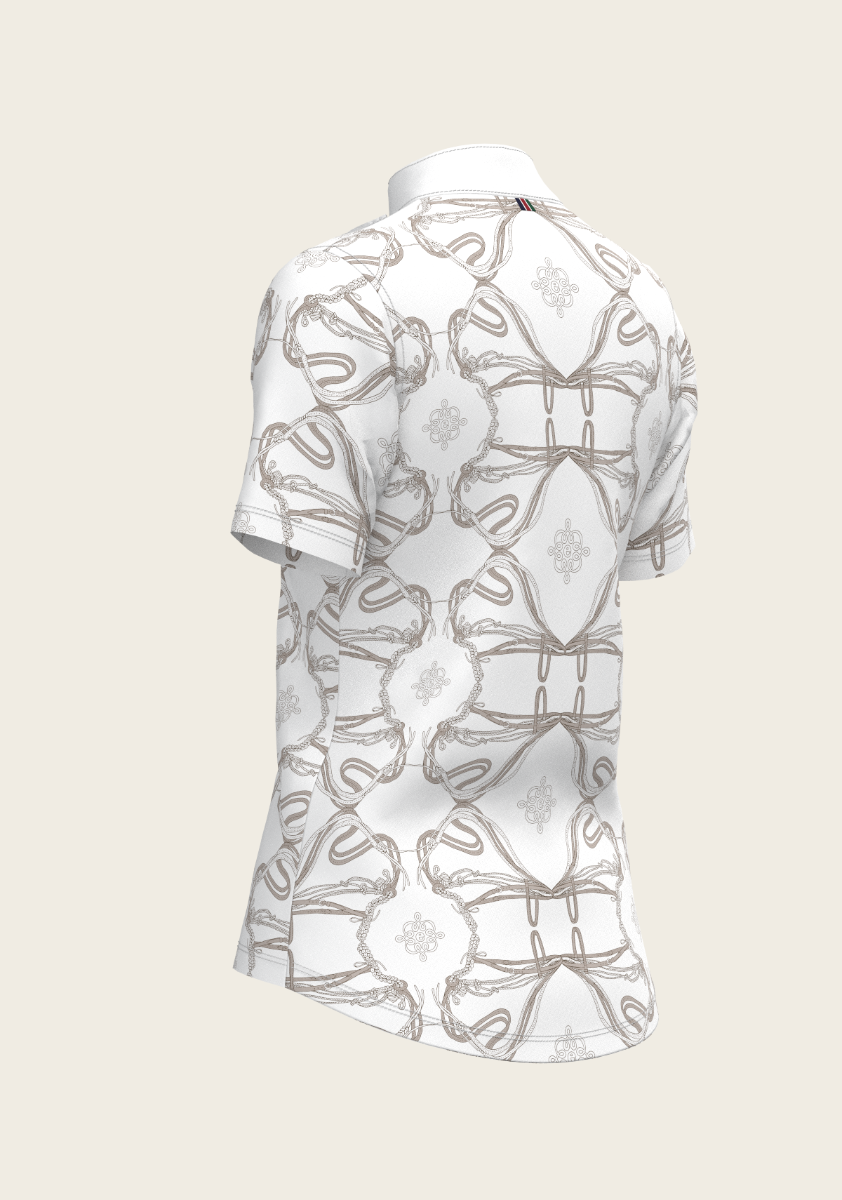 Short Pleated Roped Bridles on White Short Sleeve Show Shirt