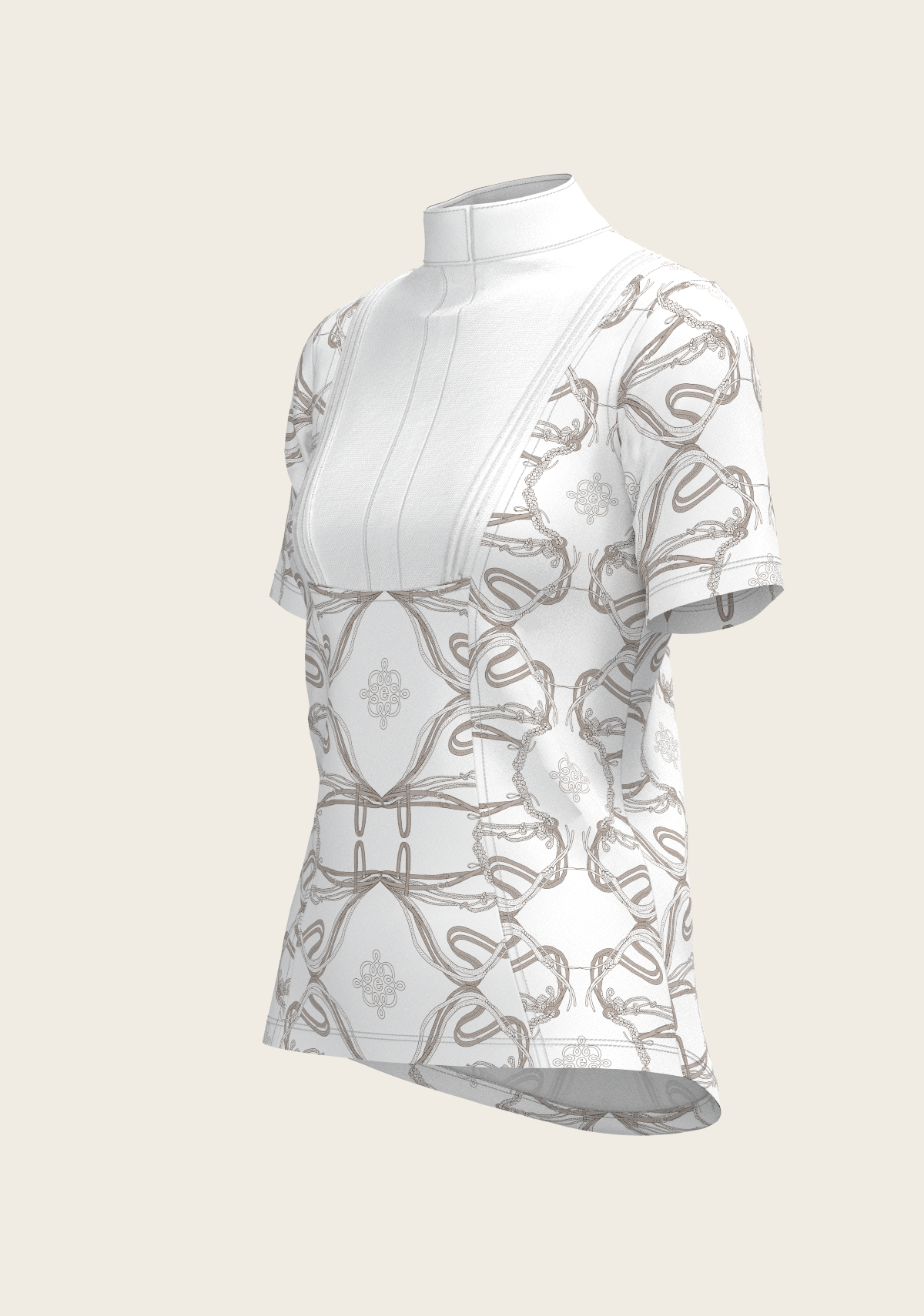 Short Pleated Roped Bridles on White Short Sleeve Show Shirt