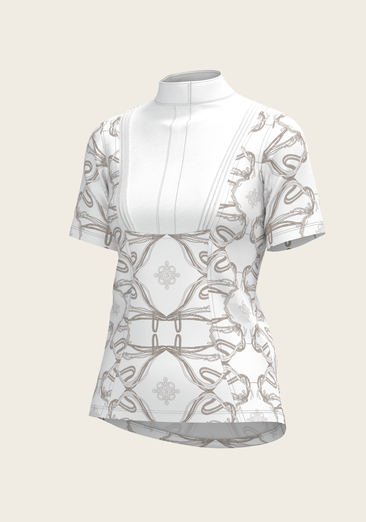 Short Pleated Roped Bridles on White Short Sleeve Show Shirt