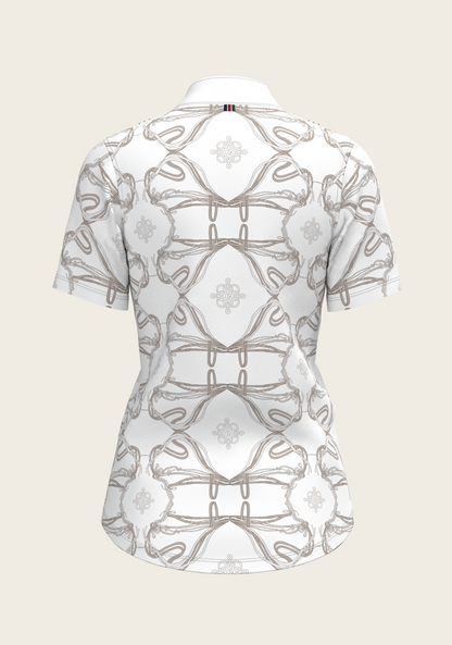 Short Pleated Roped Bridles on White Short Sleeve Show Shirt