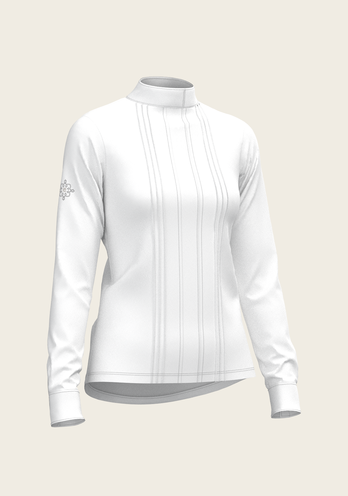 White Long Pleated Long Sleeve Sleeve Show Shirt