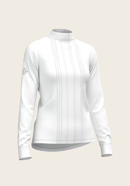 White Long Pleated Long Sleeve Sleeve Show Shirt