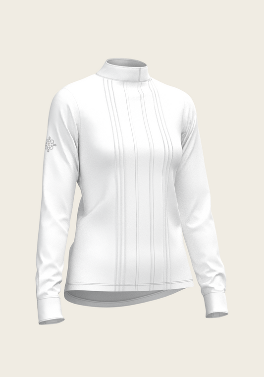 White Long Pleated Long Sleeve Sleeve Show Shirt