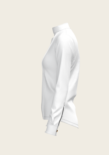 White Long Pleated Long Sleeve Sleeve Show Shirt