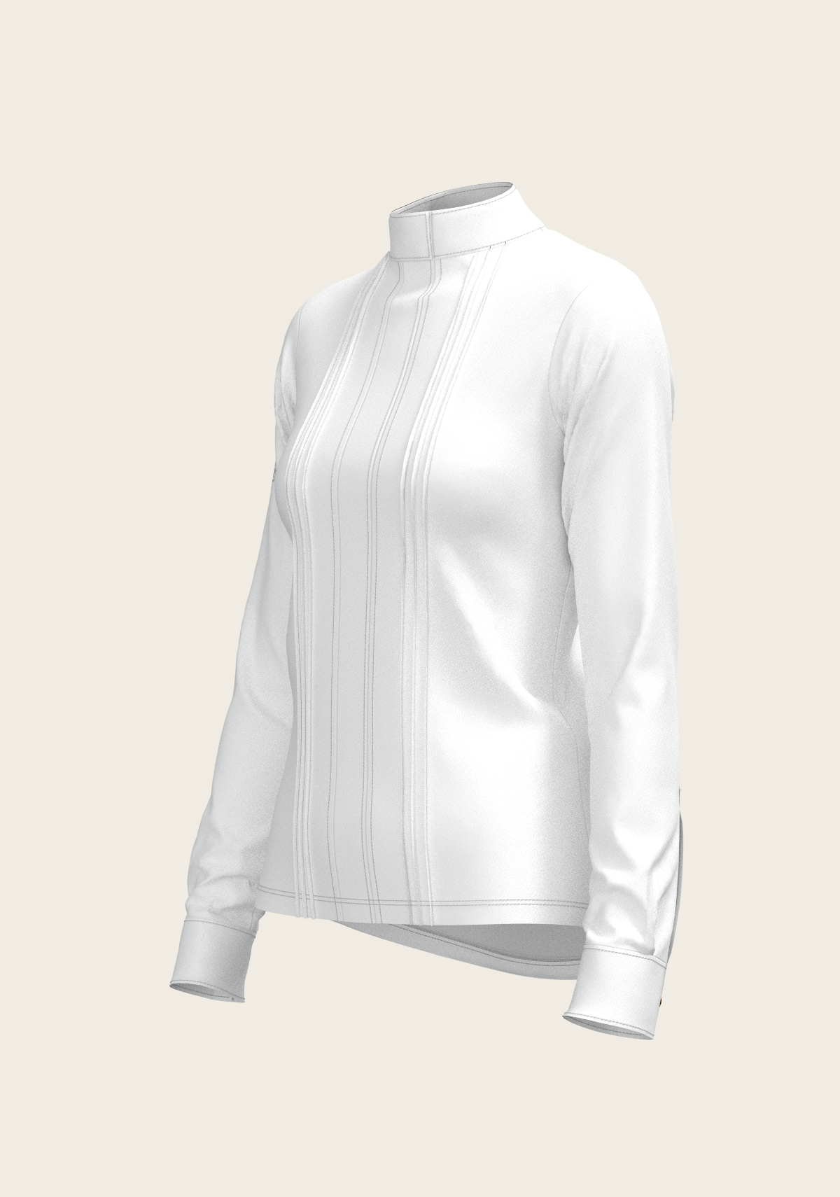 White Long Pleated Long Sleeve Sleeve Show Shirt