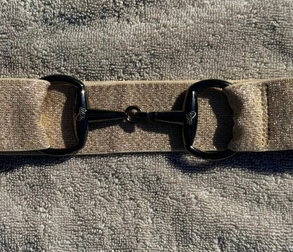 Sparkle tan 1.5 equestrian black gun metal Snaffel bit belt buckle