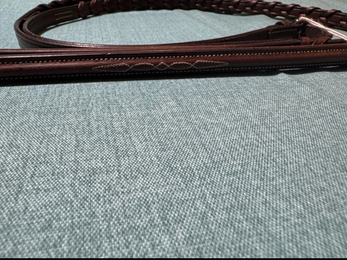 Bobby’s 104-FH Brown Raised w/Fancy Stitching Laced Rein 5/8”X54”