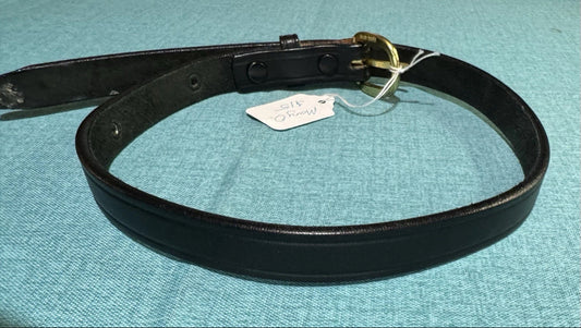 USED Ladies Tory Leather Black 3/4" Bridle Leather Creased Belt Size 24 2134