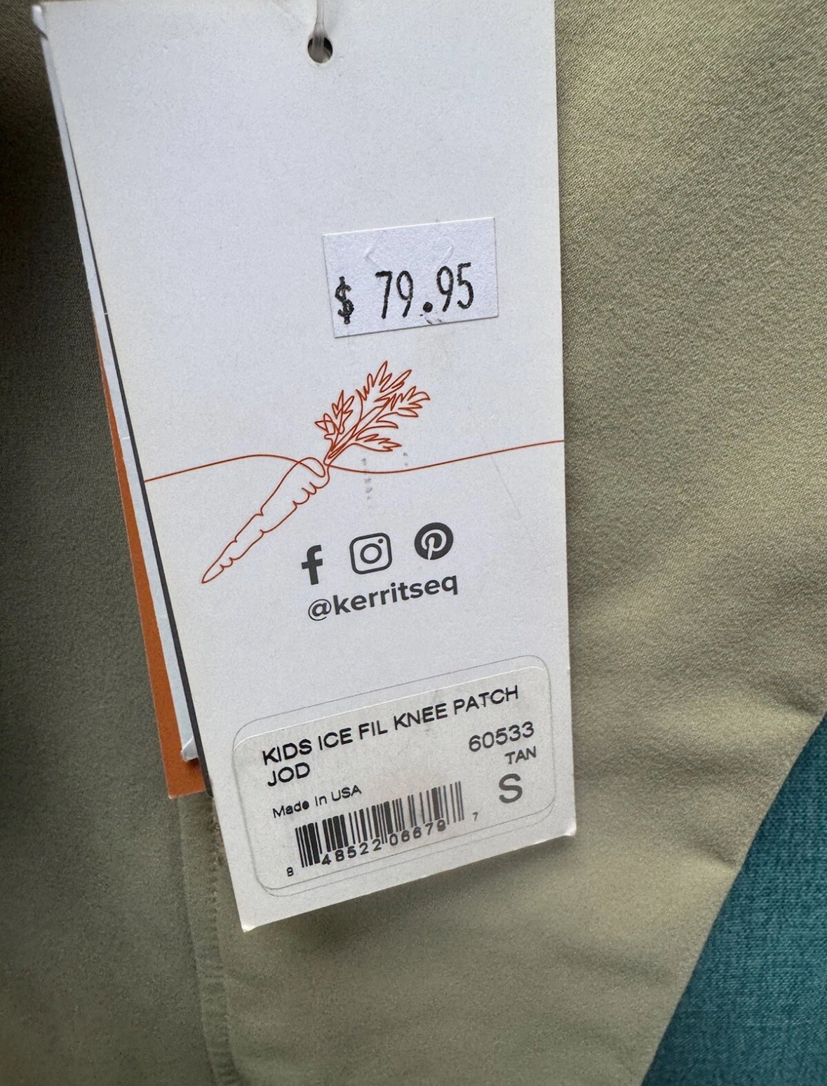 Kerrits Kids Small (6-7) Ice Fil Knee Patch Jod TAN