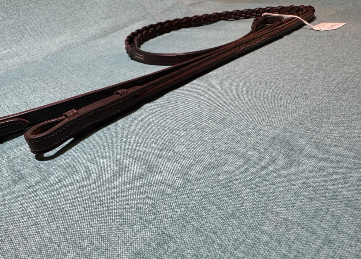 Bobby’s 104-FH Brown Raised w/Fancy Stitching Laced Rein 5/8”X54”