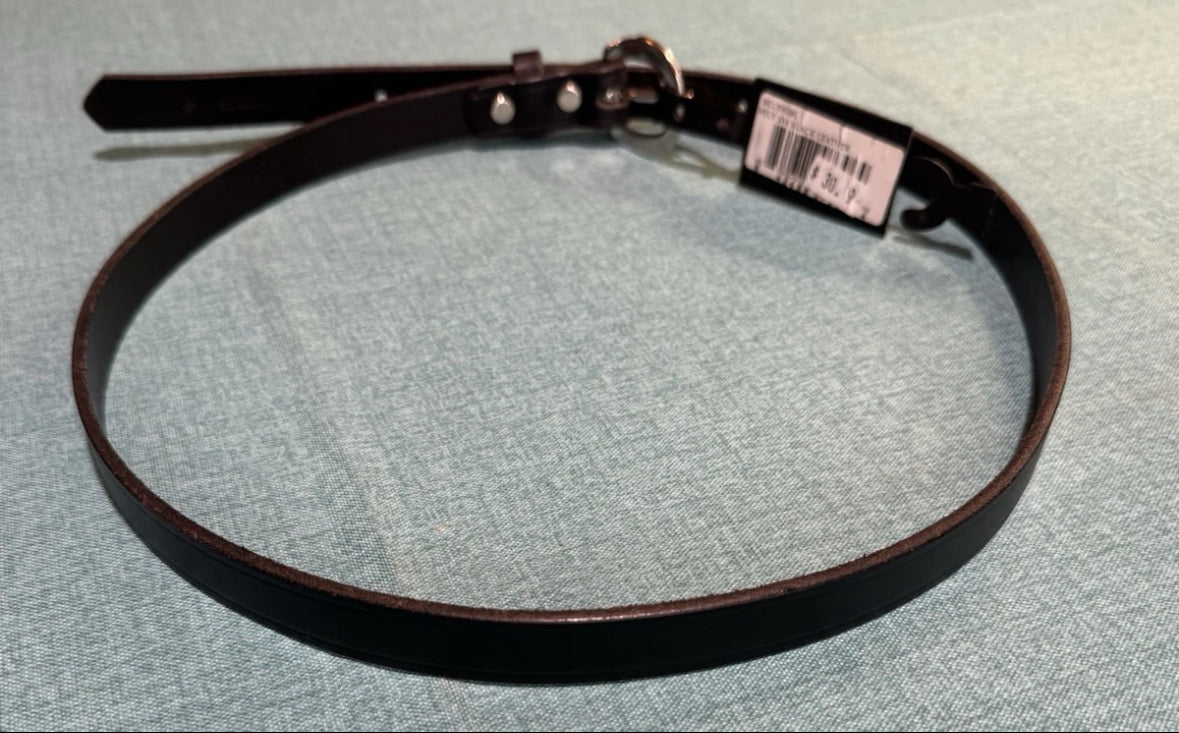 Small Ladies Perris Leather Black 3/4" Bridle Leather Creased Belt