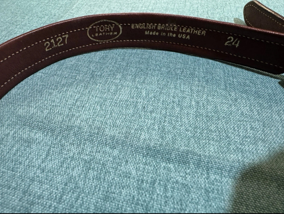 Ladies/Men Tory Leather Oakbark/Havana 1" Classic Padded Belt Size 24 2127