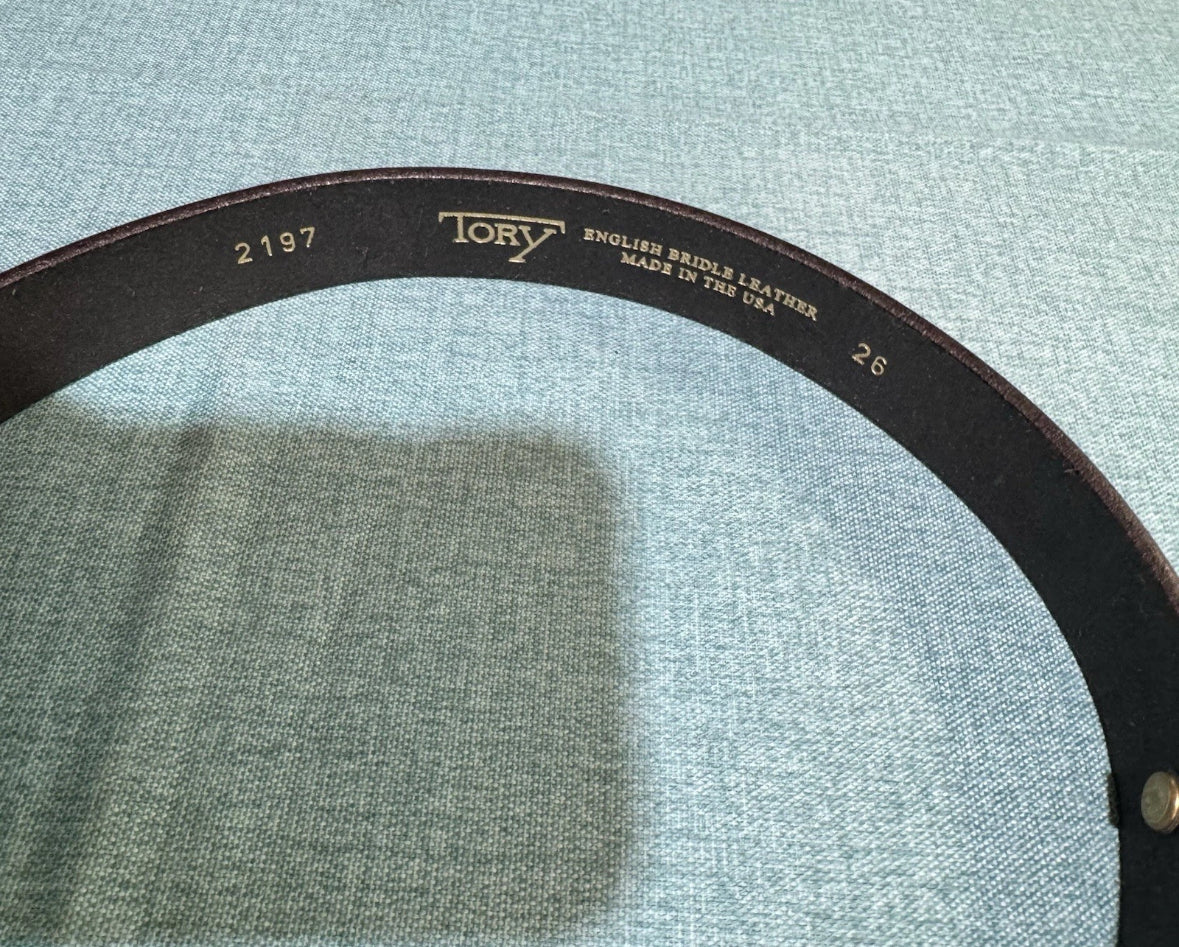 Ladies/Men Tory Leather Black 1" Bridle Leather Bit Belt Size 26 2197