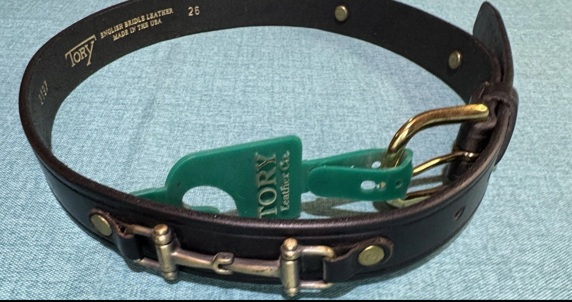 Ladies/Men Tory Leather Black 1" Bridle Leather Bit Belt Size 26 2197