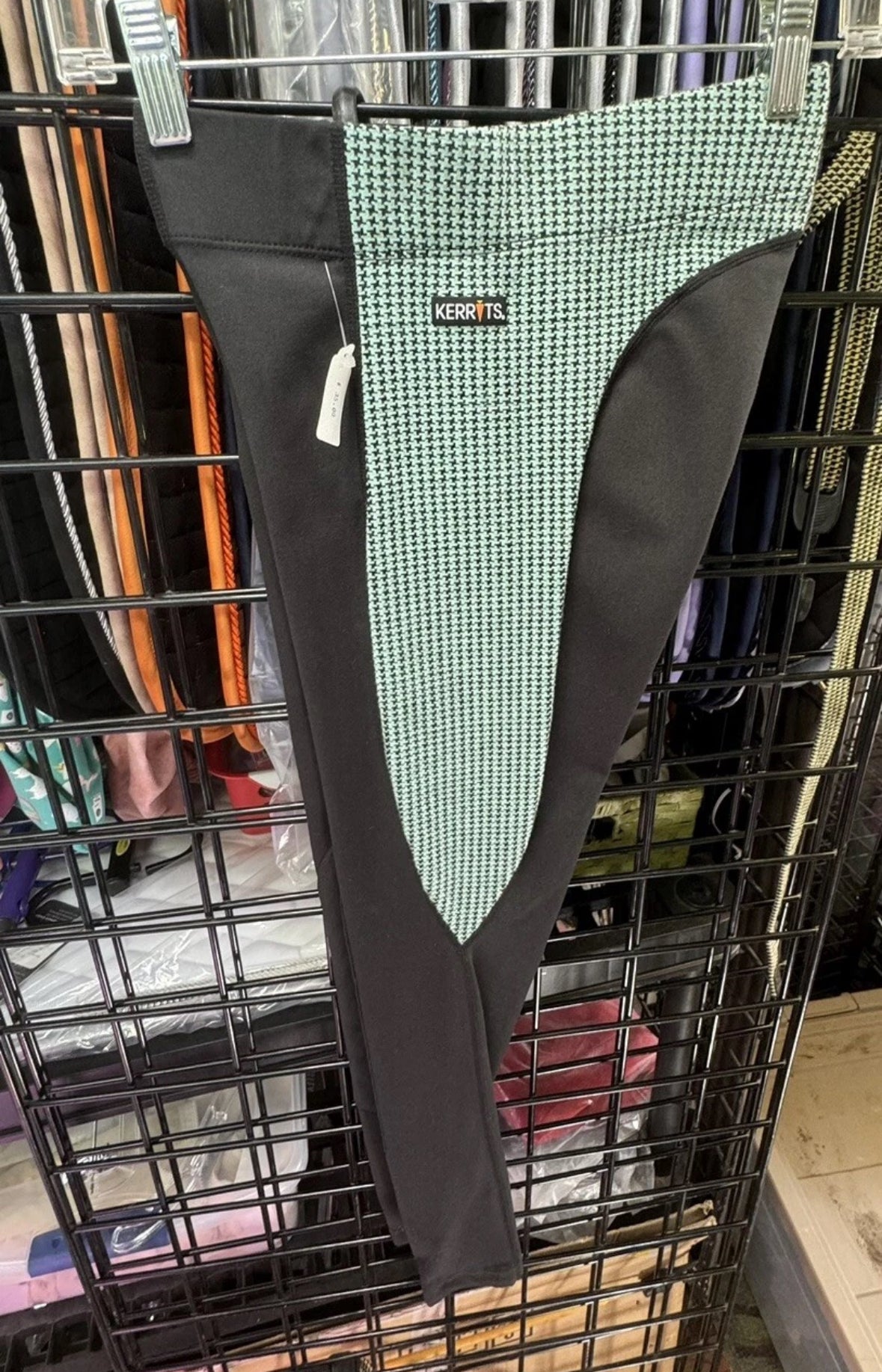 Consignment Kerrits Ladies Small Flow Rise Performance Tight Green Houndstooth/Black