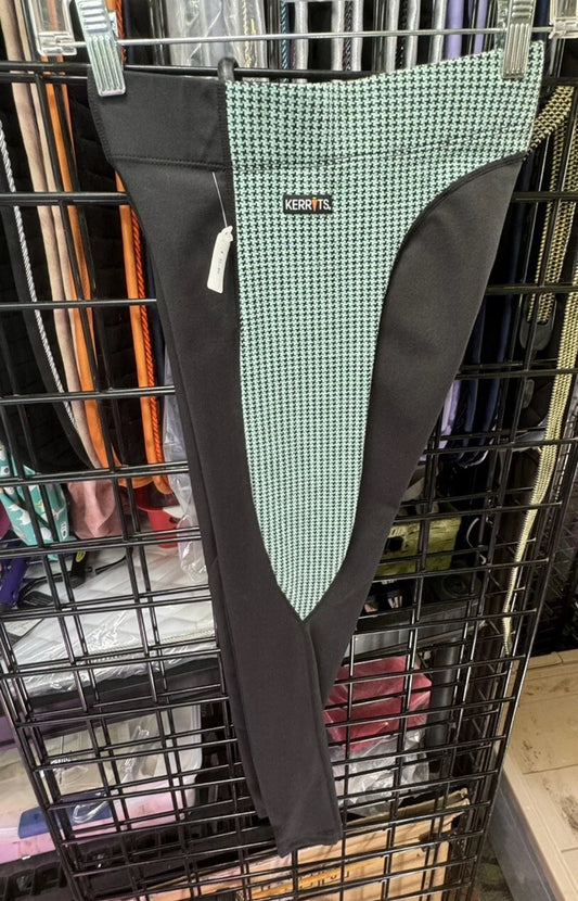 Consignment Kerrits Ladies Small Flow Rise Performance Tight Green Houndstooth/Black