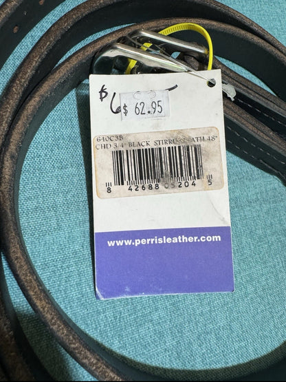 Perris 640 Black Premium English Stirrup Leathers 3/4"X48"