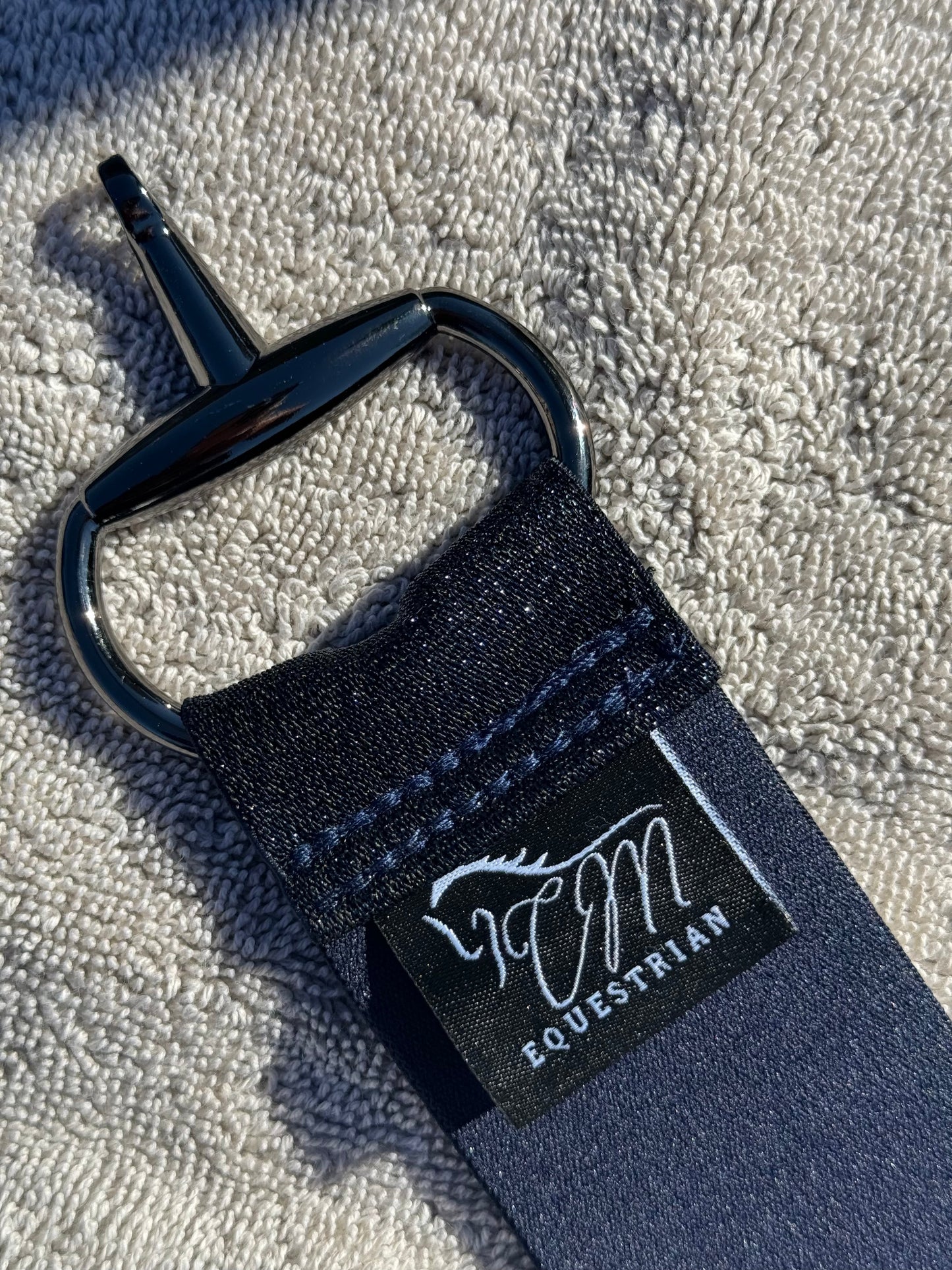 Sparkle blue 2” equestrian black gun metal Snaffle bit belt buckle