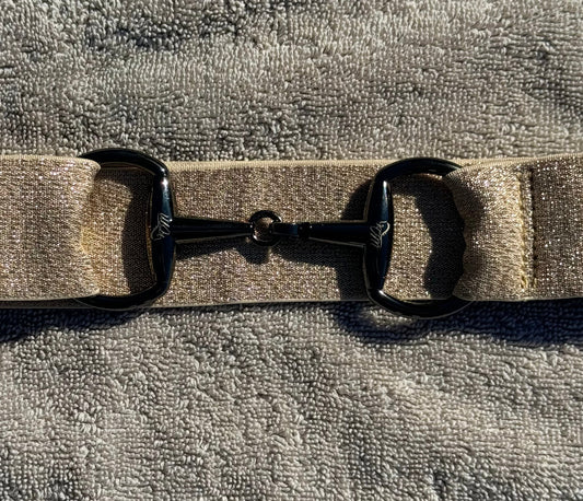 Sparkle tan 1.5 equestrian black gun metal Snaffel bit belt buckle