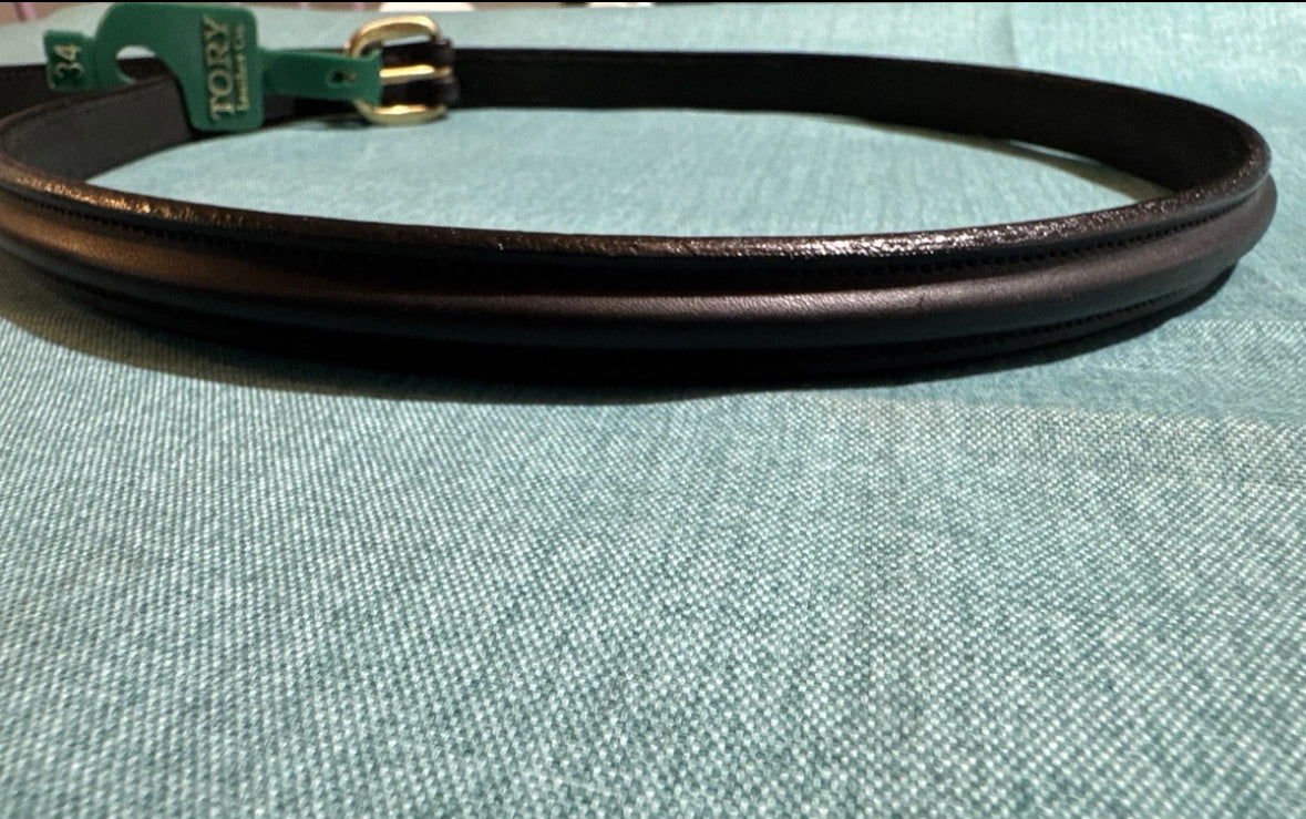 Ladies/Men Tory Leather Black 3/4" Raised Belt Size 34 2369