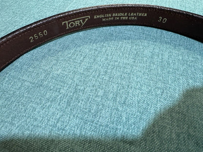 Ladies Tory Leather Havana Clincher Belt Size 30 2550