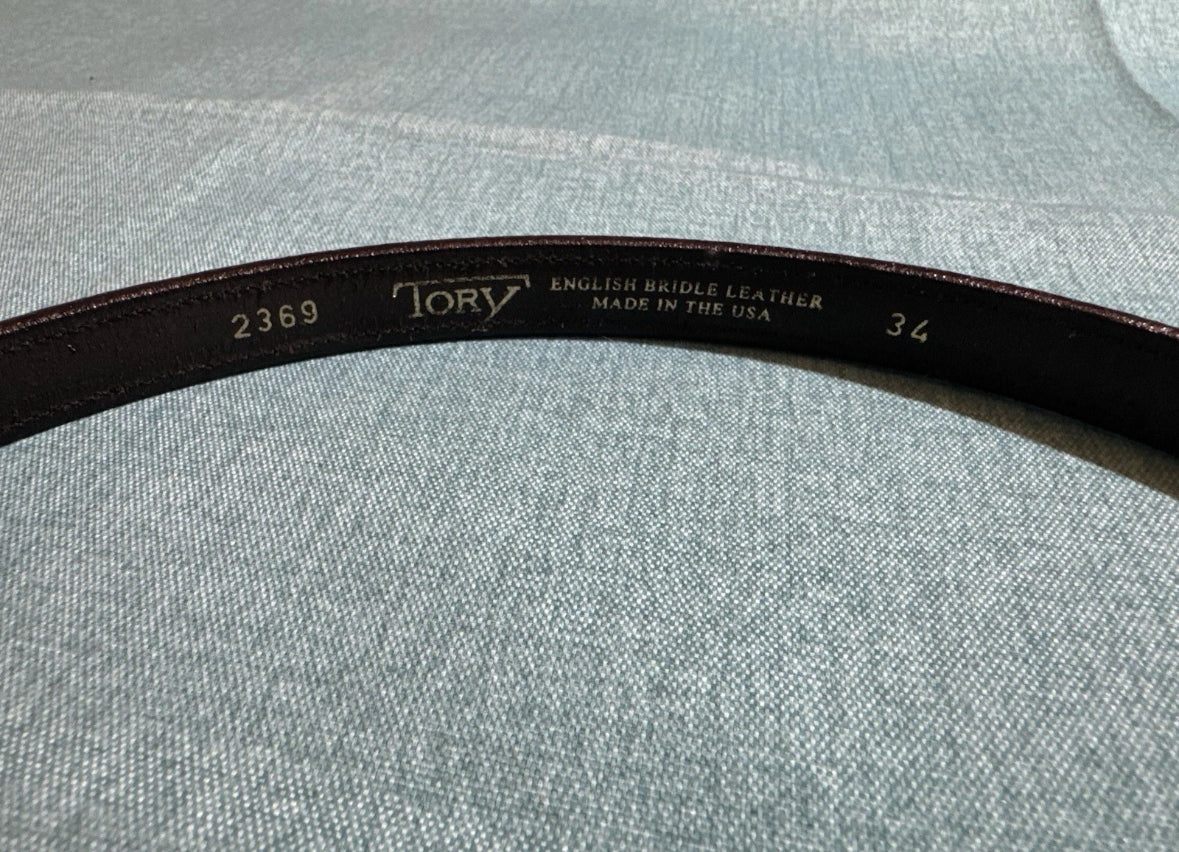 Ladies/Men Tory Leather Black 3/4" Raised Belt Size 34 2369