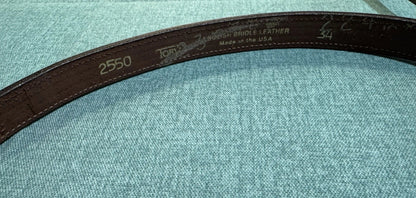 Ladies Tory Leather Havana Clincher Belt Size 34 2550