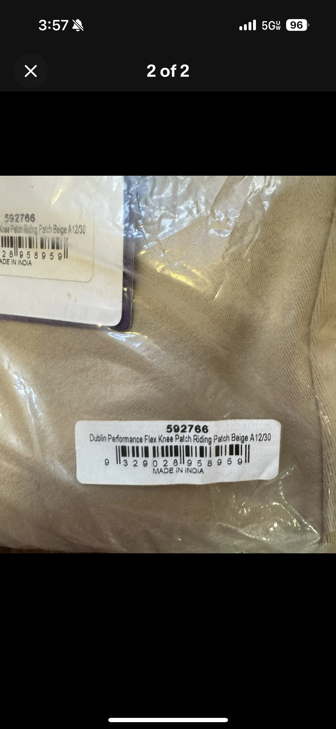 Dublin Size 12/30 Performance Flex Knee Patch Breech Beige