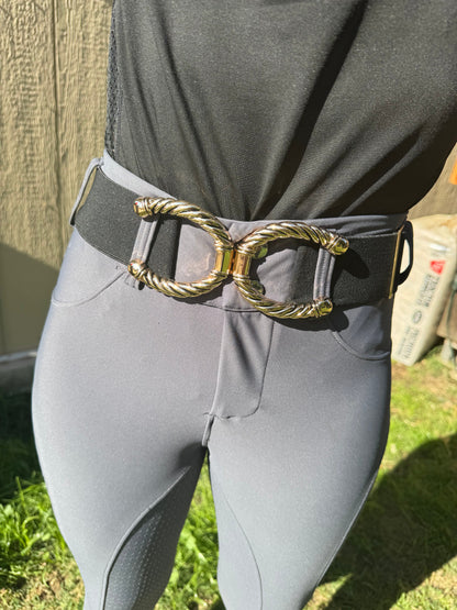 Horseshoe texture 2” equestrian gold buckle black belt buckle