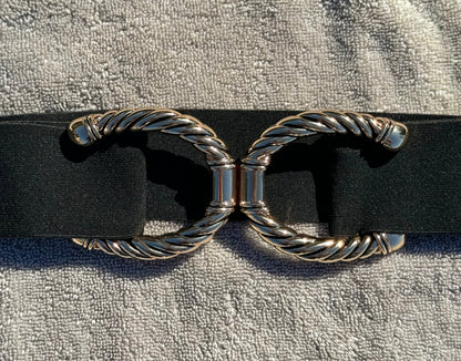 Horseshoe texture 2” equestrian gold buckle black belt buckle