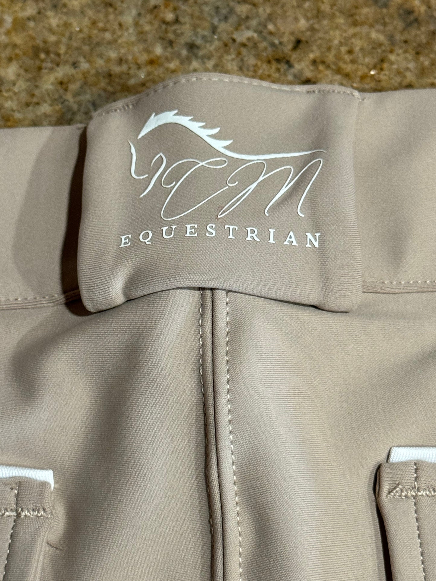 Tan CM Button up logo Breeches Women's Full Seat Riding Silicon Grip Horse Riding Equestrian Breeches
